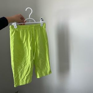 Neon green knee length shorts